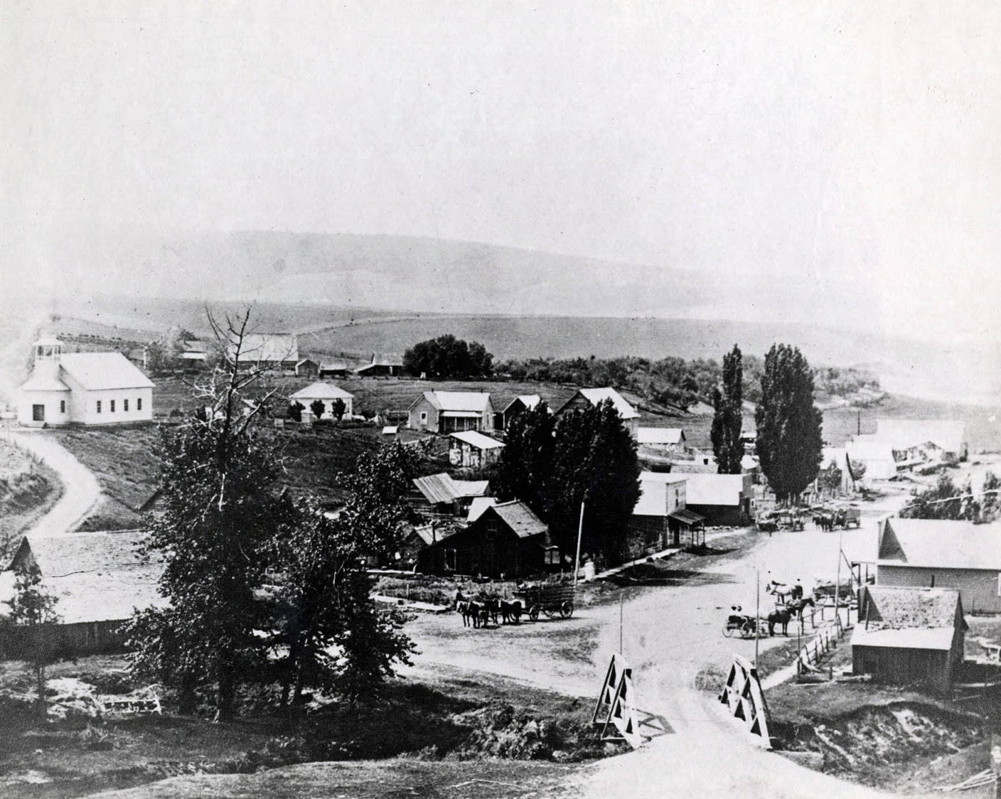Panoramic view of Viola, Idaho looking south..