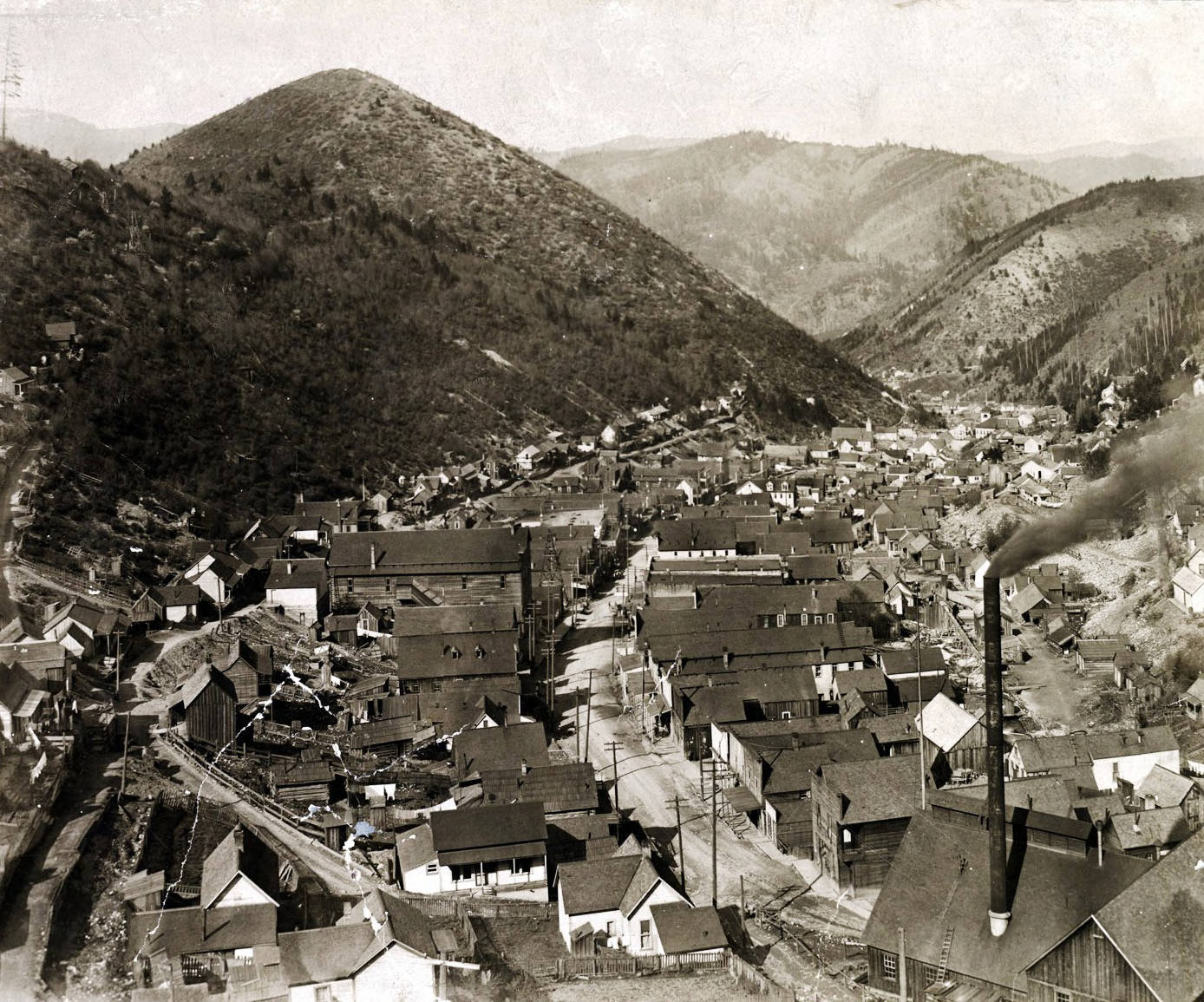 Panoramic view of Wardner, Idaho.