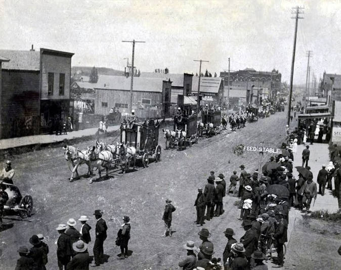 Ringling Brothers Circus parade on Main Street. Moscow, Idaho.